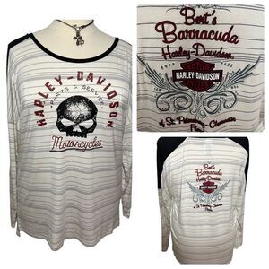 NWOT Harley Davidson Skull Front Plus Size Raglan‎ Jersey -- 1X
